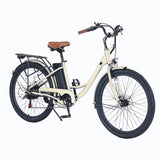 Garvee E-Bike for Adults City 26" Electric Bicycle Women, 350W Brushless Motor, 36V/10Ah Removable Battery, Max Speed 20 Miles/Hour, Use LCD Display, Beige - beige
