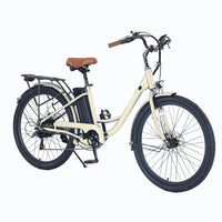 Garvee E-Bike for Adults City 26" Electric Bicycle Women, 350W Brushless Motor, 36V/10Ah Removable Battery, Max Speed 20 Miles/Hour, Use LCD Display, Beige