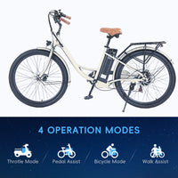 Garvee E-Bike for Adults City 26" Electric Bicycle Women, 350W Brushless Motor, 36V/10Ah Removable Battery, Max Speed 20 Miles/Hour, Use LCD Display, Beige