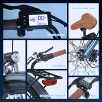 Garvee E-Bike for Adults City 26" Electric Bicycle Women, 350W Brushless Motor, 36V/10Ah Removable Battery, Max Speed 20 Miles/Hour, Use LCD Display, Beige