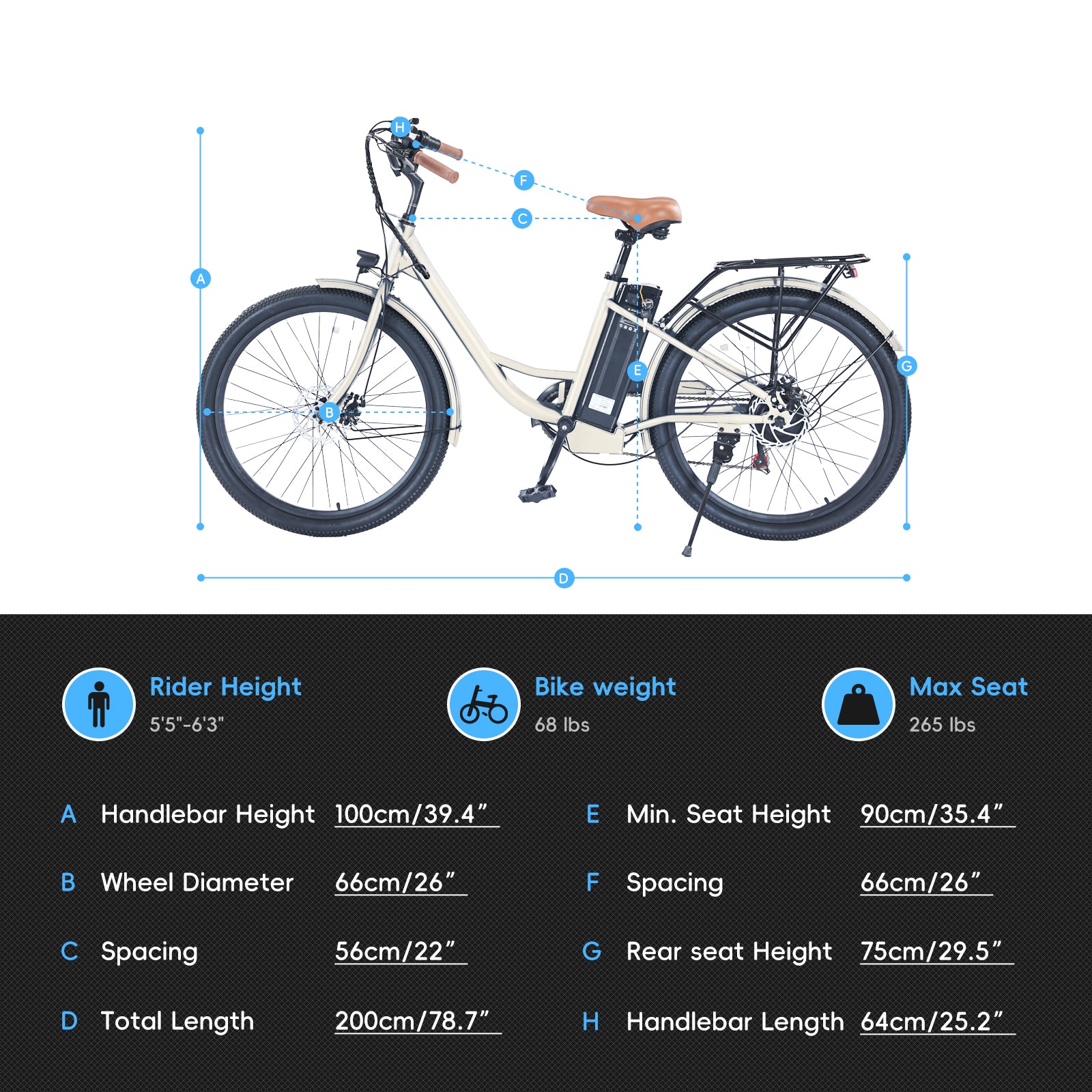 Garvee E-Bike for Adults City 26" Electric Bicycle Women, 350W Brushless Motor, 36V/10Ah Removable Battery, Max Speed 20 Miles/Hour, Use LCD Display, Beige