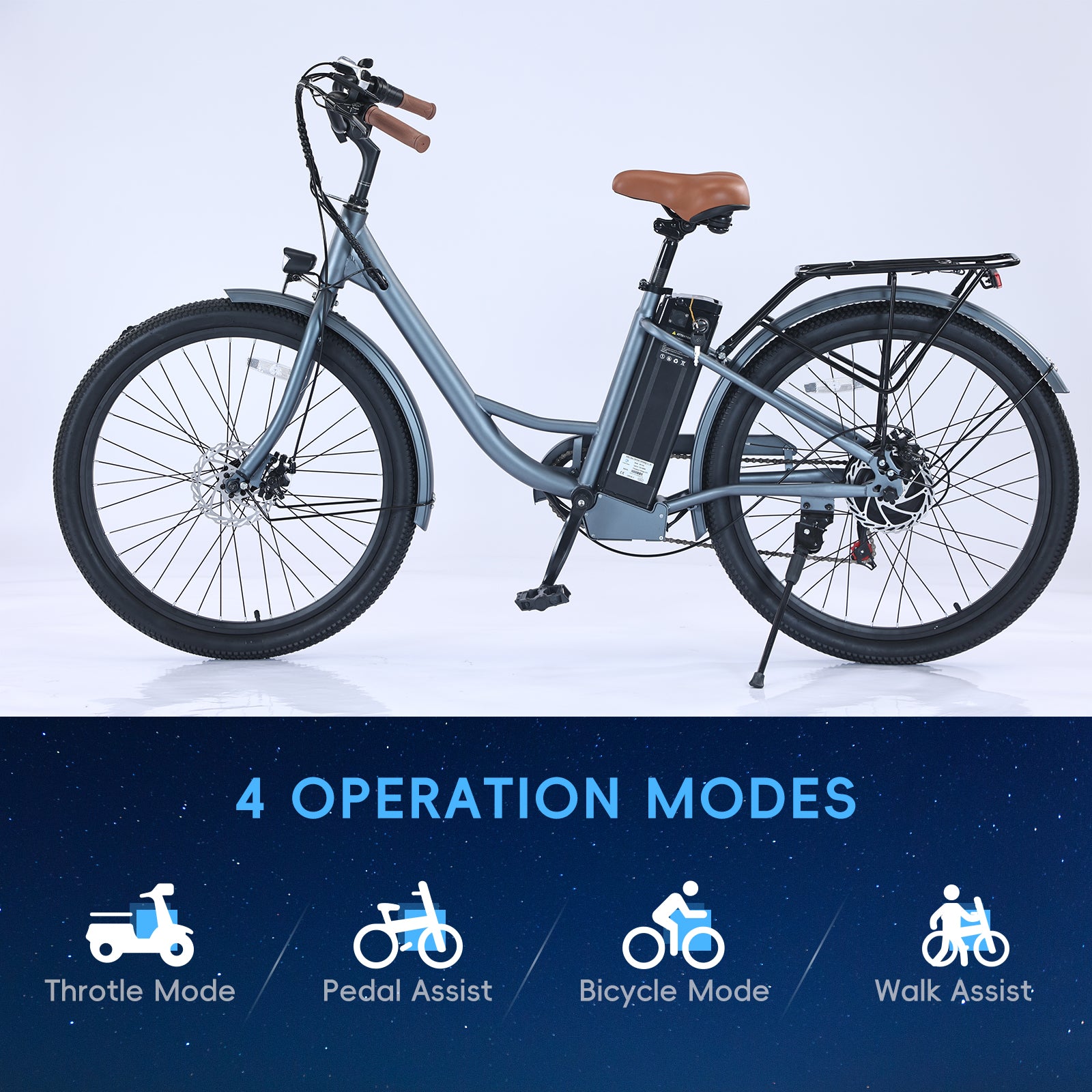 Garvee Electric Cycle for Adults City 26" Electric Bicycle Women, 350W Brushless Motor, 36V/10Ah Removable Battery, Max Speed 20 Miles/Hour, Use LCD Display, Light Blue