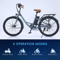 Garvee Electric Cycle for Adults City 26" Electric Bicycle Women, 350W Brushless Motor, 36V/10Ah Removable Battery, Max Speed 20 Miles/Hour, Use LCD Display, Light Blue