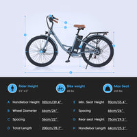 Garvee Electric Cycle for Adults City 26" Electric Bicycle Women, 350W Brushless Motor, 36V/10Ah Removable Battery, Max Speed 20 Miles/Hour, Use LCD Display, Light Blue