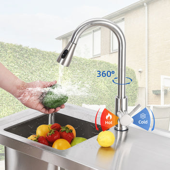 Garvee 30"W x 16"D x 30"H Freestanding Outdoor Utility Sink - Stainless Steel Single Bowl Sink with Faucet, Drainboard, and Storage Shelves for Restaurants, Cafes, Bars, Hotels, Garages, and Laundry Rooms