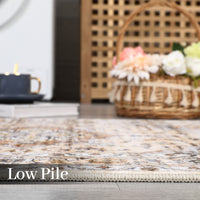 Garvee Oriental Orange 8x10 Washable Rug Large Living Room Area Rug Vintage Distressed Rug with Rubber Backing Indoor Throw Floor Cover Stain Resistant Oriental Rug Traditional Carpet for Bedroom Home