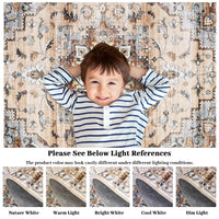 Garvee Oriental Orange 4x6 Traditional Bedroom Rug Machine Washable Non Slip Vintage Rug Indoor Throw Floor Cover Stain Resistant Oriental Accent Rug Carpet Distressed Rug for Living Room Home Decor