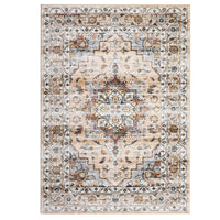 Garvee Oriental Orange 8x10 Washable Rug Large Living Room Area Rug Vintage Distressed Rug with Rubber Backing Indoor Throw Floor Cover Stain Resistant Oriental Rug Traditional Carpet for Bedroom Home