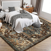 Garvee Washable Boho Area Rug 5x7 - Non-Slip, Stain Resistant, Wool-like Polyester, Distressed Vintage Medallion, Ideal for Living Room, Bedroom, Dining Room