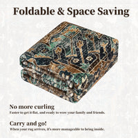 Garvee Boho Tribal Washable Runner Rug 2x6 - Non-Slip, Vintage Distressed - Wool-like Polyester, Stain Resistant - Brown/Green, Entryway/Bathroom