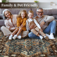 Garvee Boho Tribal Washable Runner Rug 2x6 - Non-Slip, Vintage Distressed - Wool-like Polyester, Stain Resistant - Brown/Green, Entryway/Bathroom