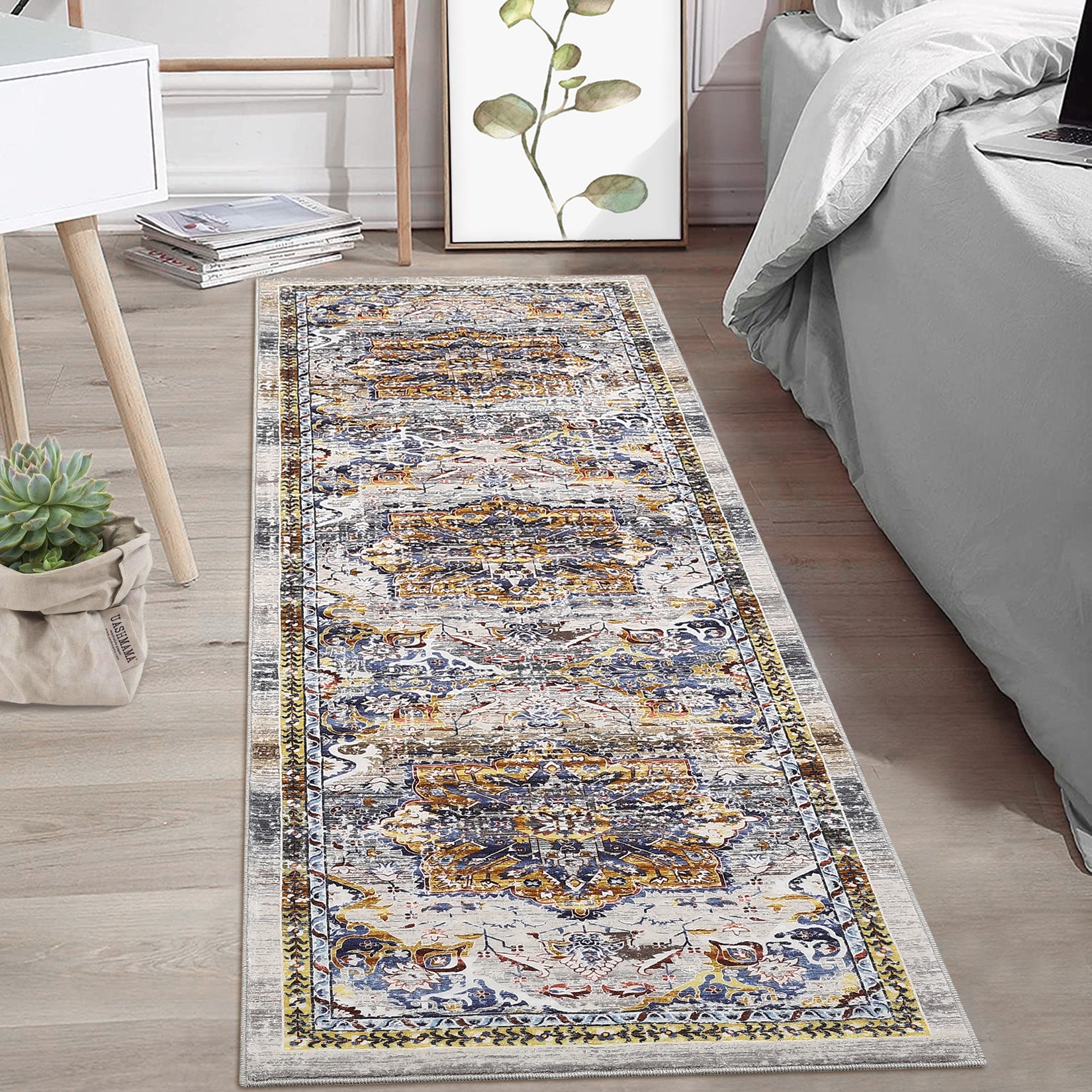 Garvee Washable Boho Runner Rug 2x6 - Non-Slip, Stain Resistant, Polyester, Vintage Oriental Design, Skid-Resistant TPR Backing, Ideal for Kitchen, Entryway, Hallway