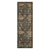 Garvee Boho Tribal Washable Runner Rug 2x6 - Non-Slip, Vintage Distressed - Wool-like Polyester, Stain Resistant - Brown/Green, Entryway/Bathroom