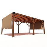 Garvee 12'x20' Cedar Wood Pergola Aluminum Pergola Solid Structure with Retractable Shade Canopy for Patio, Backyard & Outdoor Deck, Garden Entertaining in Natural Wood