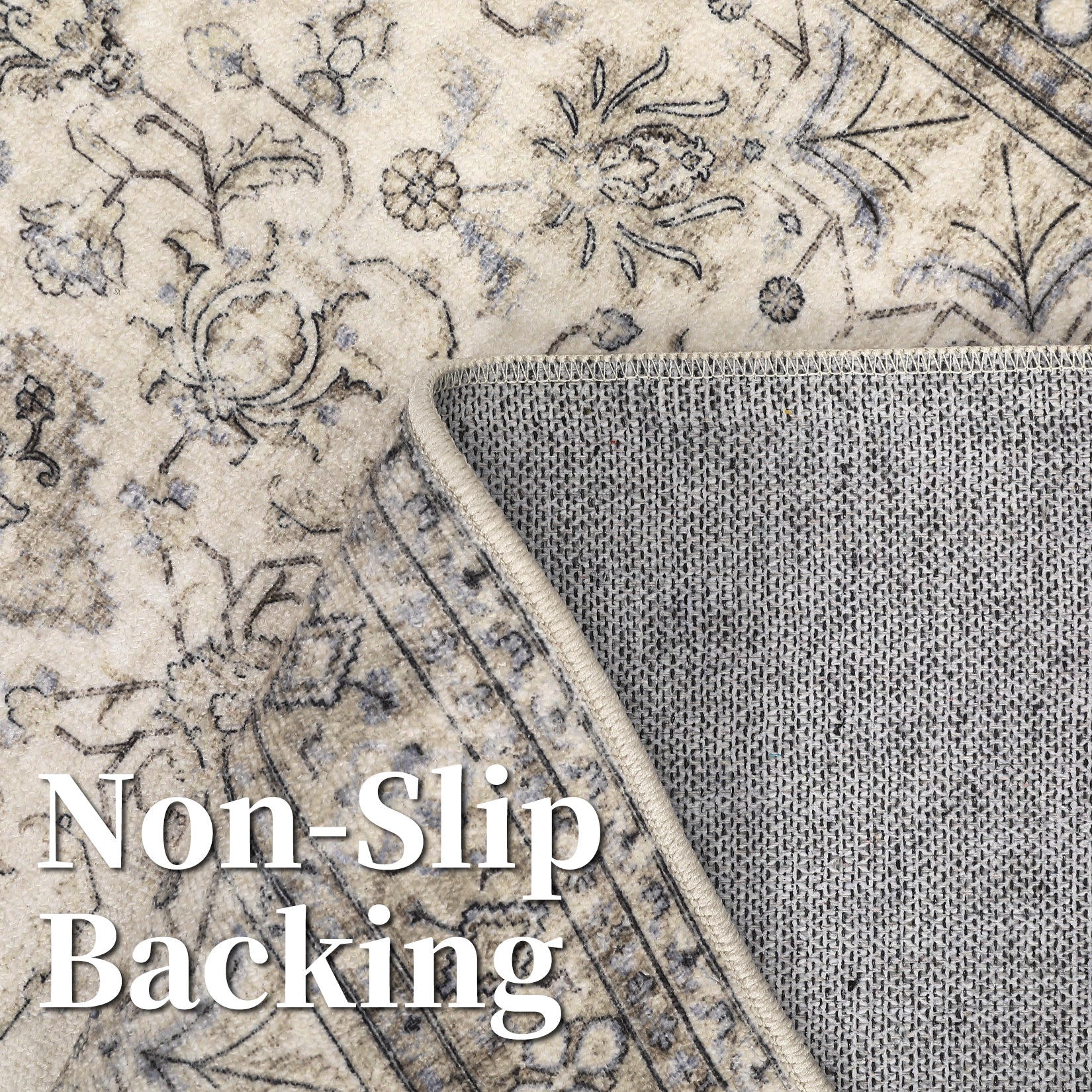 Garvee Persian Antique Beige 3x5 Area Washable Rugs for Entryway Non Slip Rugs Door Mat Indoor Outdoor Entrance Cotton Carpet for Kitchen Foyer Front Door