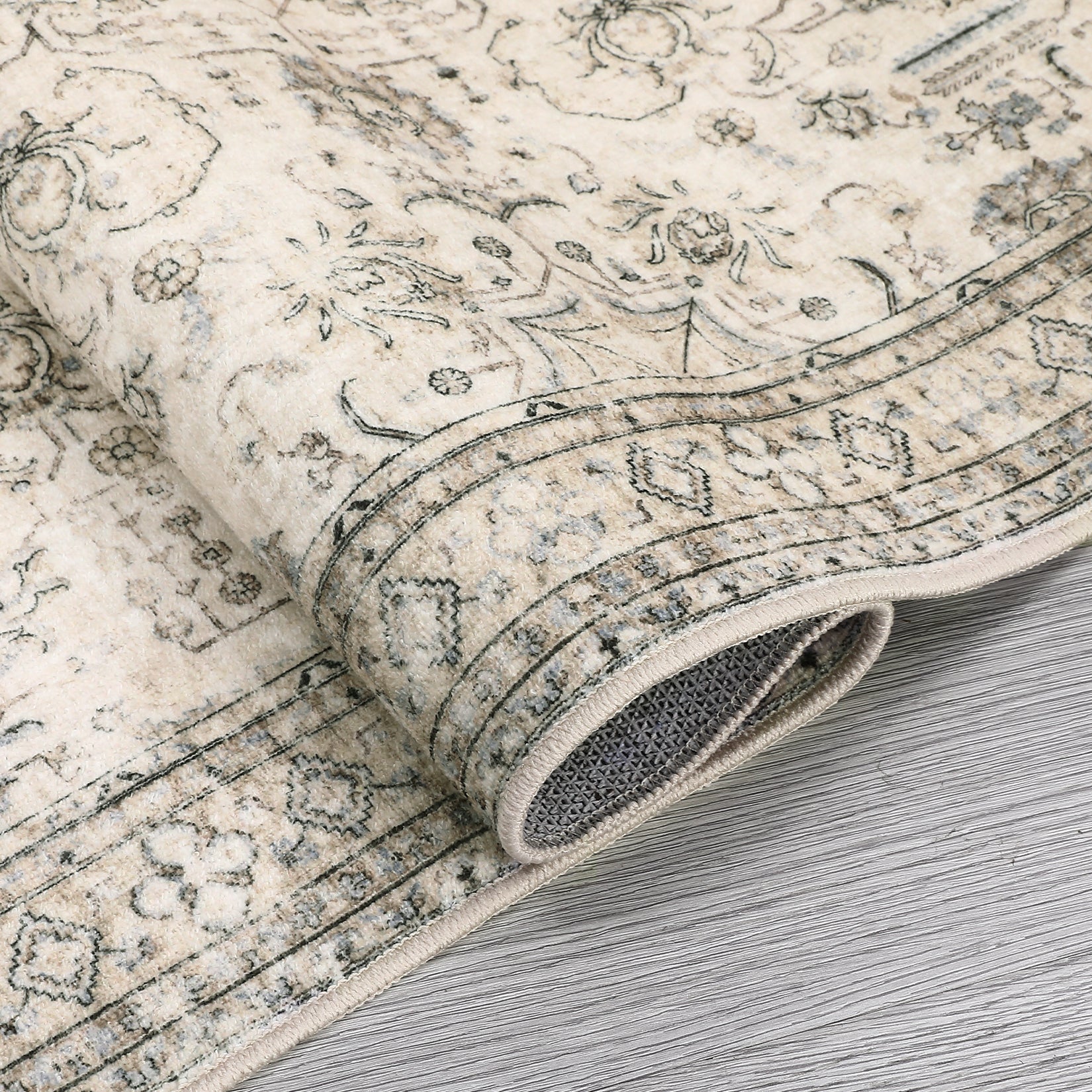 Garvee Persian Antique Beige 3x5 Area Washable Rugs for Entryway Non Slip Rugs Door Mat Indoor Outdoor Entrance Cotton Carpet for Kitchen Foyer Front Door