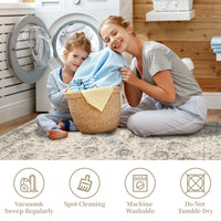 Garvee Persian Antique Beige 3x5 Area Washable Rugs for Entryway Non Slip Rugs Door Mat Indoor Outdoor Entrance Cotton Carpet for Kitchen Foyer Front Door