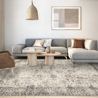 Garvee Persian Antique Beige 6x9 Ultra-Thin Rug, Vintage Floral Distressed Rug Tribal Floral Printed Rug Washable Rug Non Slip Foldable Rug for Living Room Bedroom Nursery Home Office Low Pile Non-Shedding Rug