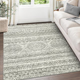 Garvee Washable Area Rugs 9x12 Non-Slip Distressed Living Room Rug, Non-Shedding Foldable Ultra-Thin Boho Indoor Floor Carpet for Dining Room, Grey - Gray