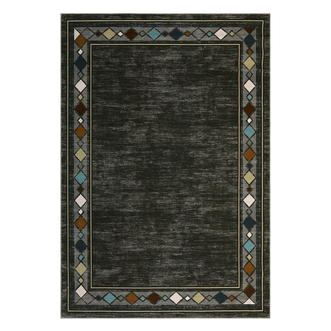 Garvee Modern Geometric Bordered Area Rug – Washable, Non-Slip, Low Pile, Spot Resistant Carpet for Living Room, Bedroom, Dining Room, Office – Soft & Durable Floor Mat – Brown, 8'x10'