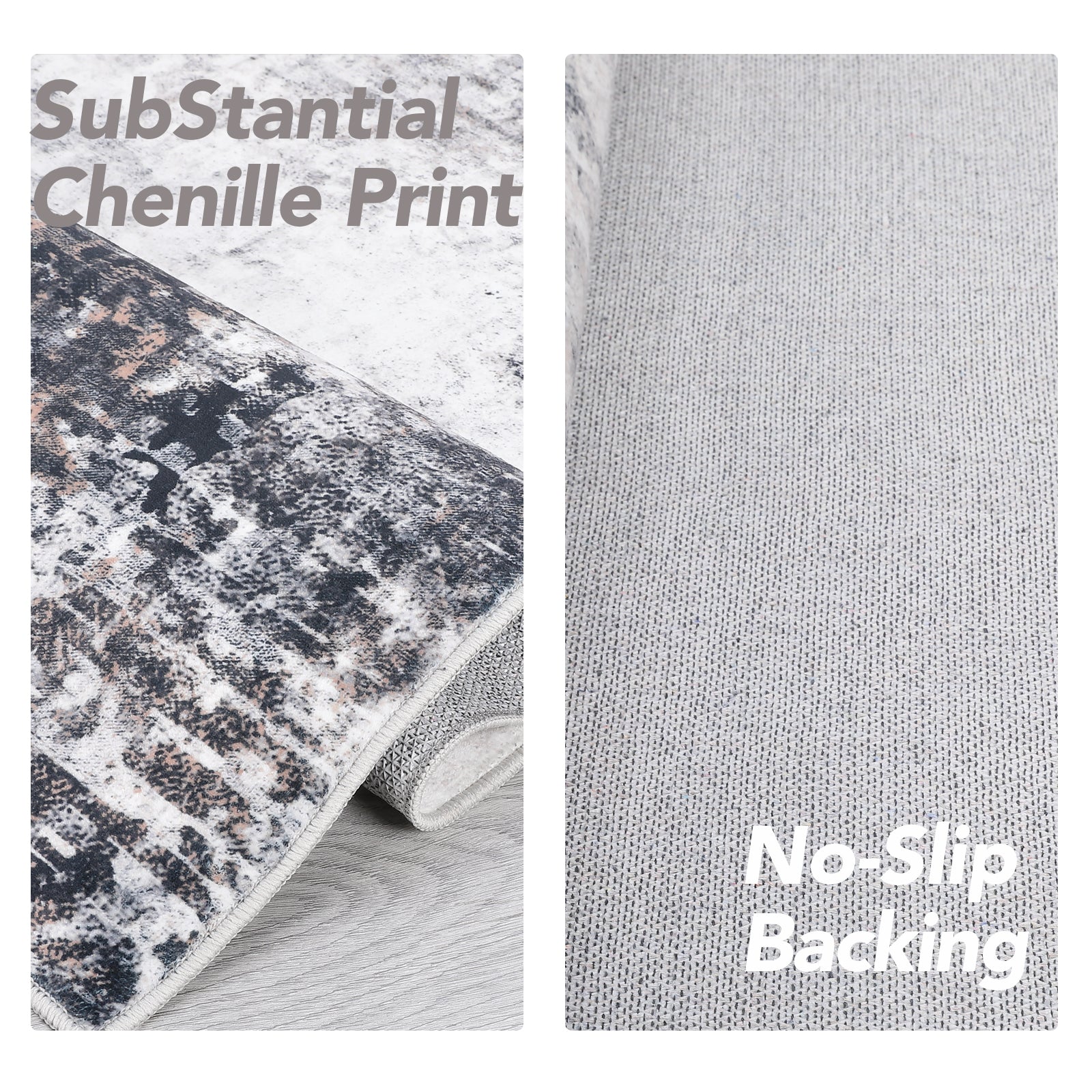 Garvee Abstrct Grey 5x7 Rug, Anti-Slip Backing Abstract Area Rug, Stain Resistant Rugs for Living Room, Kids Room, Foldable Machine Washable Area Rug