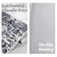 Garvee Abstrct Grey 5x7 Rug, Anti-Slip Backing Abstract Area Rug, Stain Resistant Rugs for Living Room, Kids Room, Foldable Machine Washable Area Rug