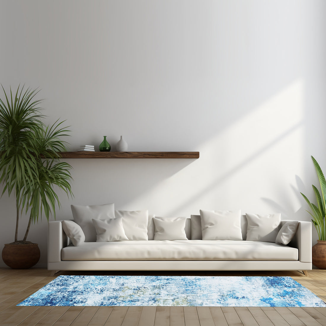 Garvee Abstract Blue 5x7 Anti-Slip Backing Abstract Area Rug, Stain Resistant Rugs for Living Room, Kids Room, Foldable Machine Washable Area Rug