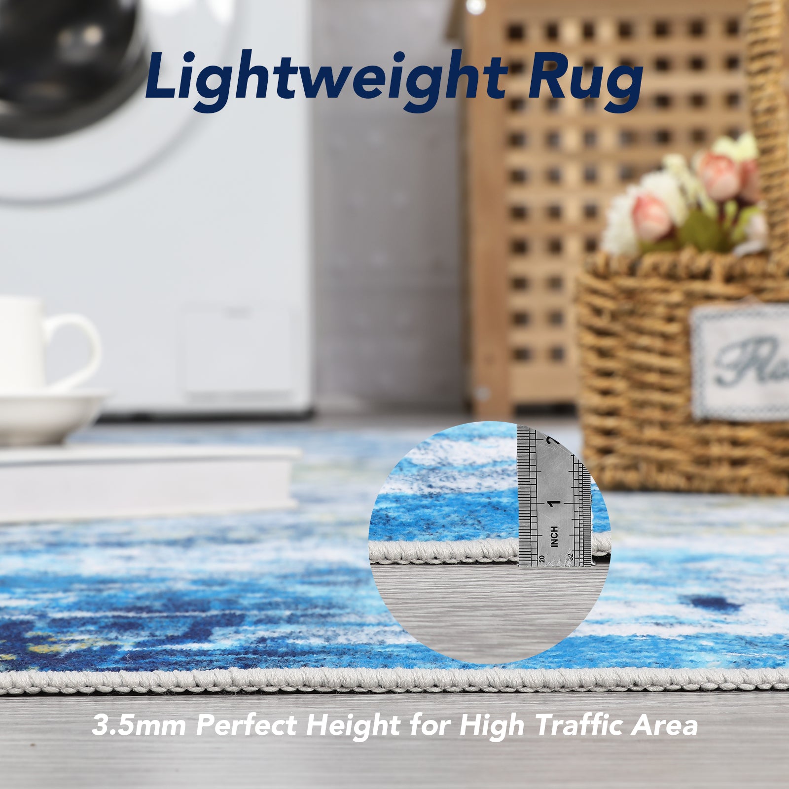 Garvee Abstract Blue 5x7 Anti-Slip Backing Abstract Area Rug, Stain Resistant Rugs for Living Room, Kids Room, Foldable Machine Washable Area Rug