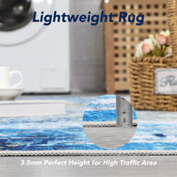 Garvee Abstract Blue 5x7 Anti-Slip Backing Abstract Area Rug, Stain Resistant Rugs for Living Room, Kids Room, Foldable Machine Washable Area Rug