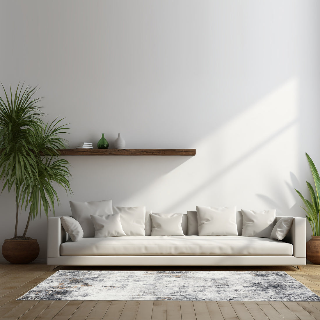 Garvee Abstrct Grey 5x7 Rug, Anti-Slip Backing Abstract Area Rug, Stain Resistant Rugs for Living Room, Kids Room, Foldable Machine Washable Area Rug
