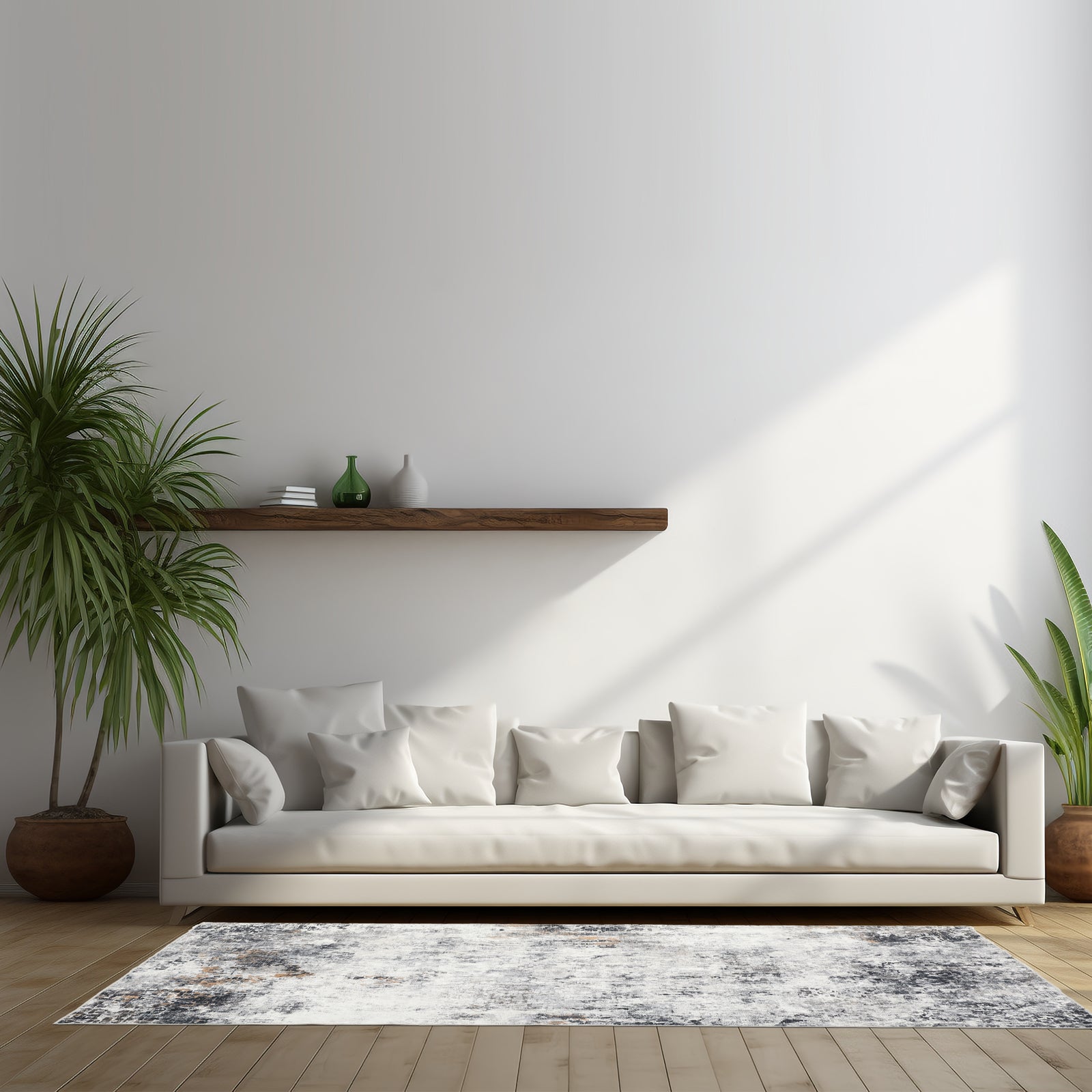 Garvee Abstrct Grey 5x7 Rug, Anti-Slip Backing Abstract Area Rug, Stain Resistant Rugs for Living Room, Kids Room, Foldable Machine Washable Area Rug