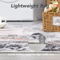 Garvee Abstrct Grey 5x7 Rug, Anti-Slip Backing Abstract Area Rug, Stain Resistant Rugs for Living Room, Kids Room, Foldable Machine Washable Area Rug