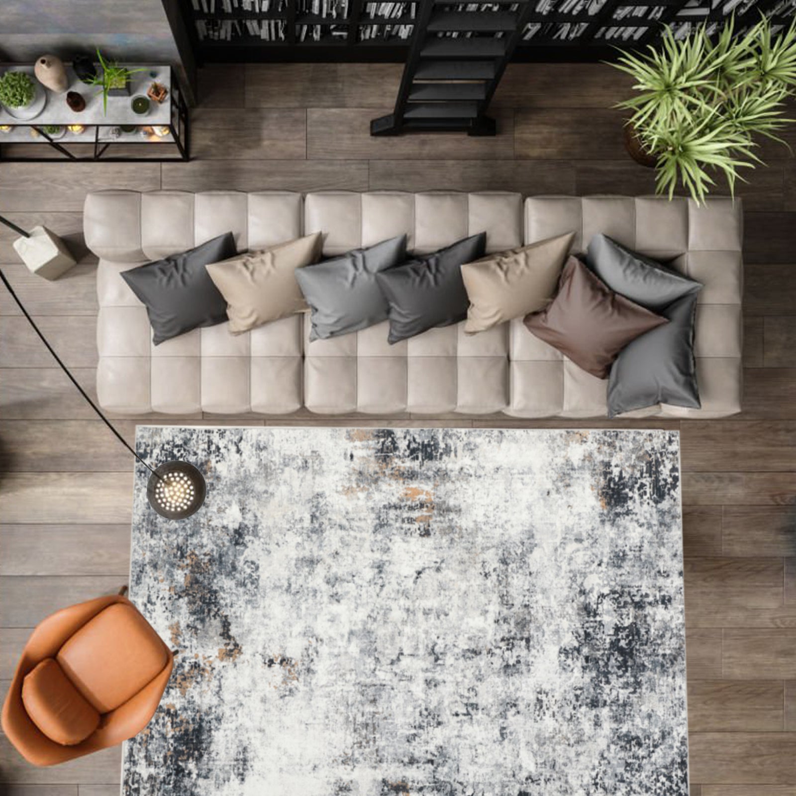 Garvee Abstrct Grey 5x7 Rug, Anti-Slip Backing Abstract Area Rug, Stain Resistant Rugs for Living Room, Kids Room, Foldable Machine Washable Area Rug