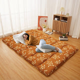 Garvee Japanese Futon Mattress, Full Size Futon Floor Mattress Japanese Style Floral Pattern Mattress for Floor, Tatami Mat, Sleeping Mattress Pad for Camping Travel, Bouquet - Brick Red