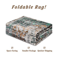 Garvee Oriental Rusty Brown 4x6 Area Washable Rug Vintage Print Rug Indoor Floor Cover Distressed Carpet Ultra Thin Rug Foldable Chenille Rug for Home Entryway Bedroom Living Room