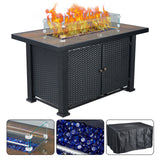 Garvee 44″ Propane Fire Pit Table, 50000 BTU Fire Table with Ignition System,Outdoor Fire Table with Glass Rocks, Black - Black