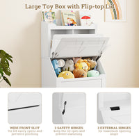 Garvee Toy Storage Organizer, Kids Bookshelf with Flip-Top Lid and Cubby, Wood Kids Bookcases Fit for Playroom, Children's Room, Bedroom, Nursery School - White