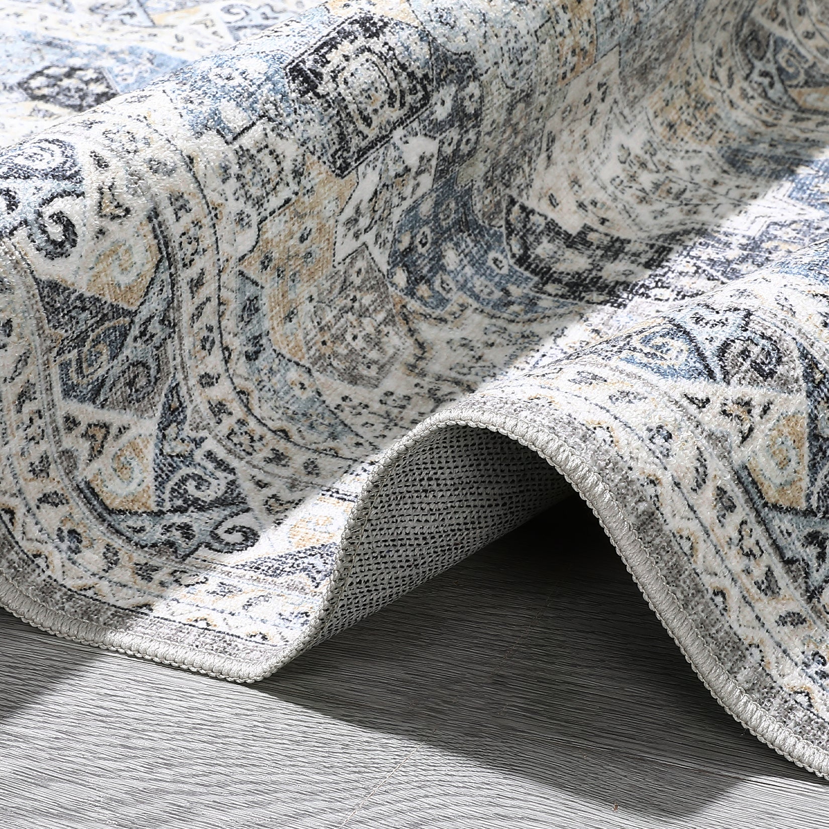 Garvee Blue 10x13 Vintage Area Rug Brown Washable Rug Living Room Rug Bedroom Rug Indoor Carpet Tribal Distressed Rug Retro Accent Throw Rug