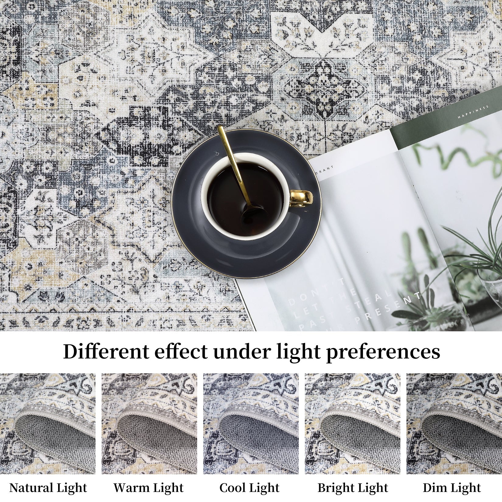 Garvee Blue 10x13 Vintage Area Rug Brown Washable Rug Living Room Rug Bedroom Rug Indoor Carpet Tribal Distressed Rug Retro Accent Throw Rug