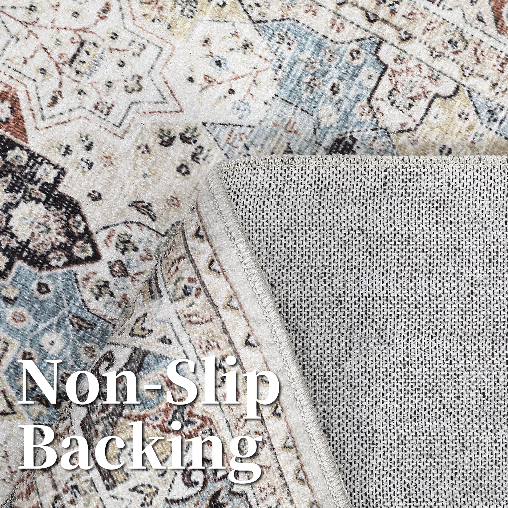 Garvee Vintage Area Rug Colorful Washable Rug Living Room Rug Bedroom Rug Indoor Carpet Tribal Distressed Rug Retro Accent Throw Rug