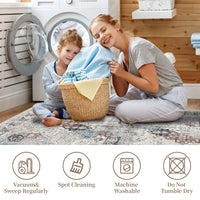 Garvee Vintage Area Rug Colorful Washable Rug Living Room Rug Bedroom Rug Indoor Carpet Tribal Distressed Rug Retro Accent Throw Rug