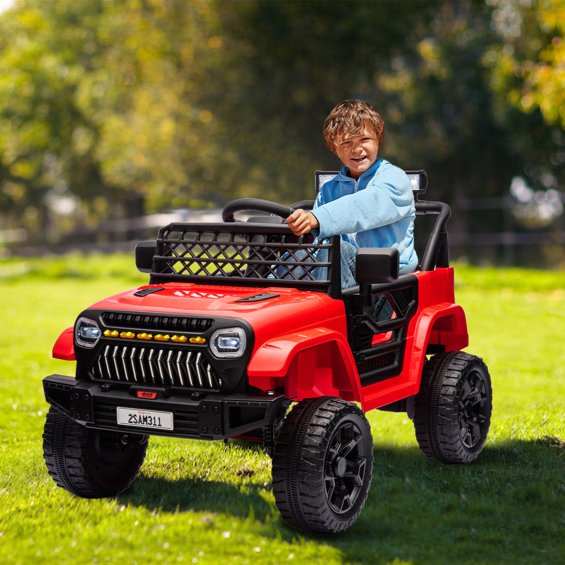 Garvee Ride - P Series: 12V Kids Ride On Truck for Toddles age 3+,with 2.4G Remote Control, Spring Suspension, Battery Display, LED Lights, Music, Battery Powered Ride on Car - Red