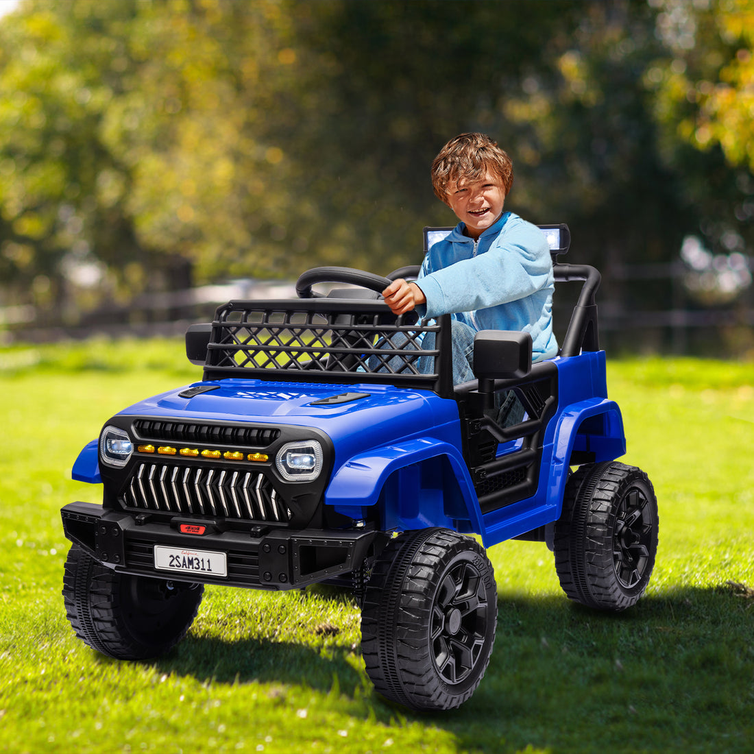 Garvee Ride - P Series: 12V Kids Ride On Truck for Toddles age 3+,with 2.4G Remote Control, Spring Suspension, Battery Display, LED Lights, Music, Battery Powered Ride on Car - Dark Blue