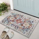 Garvee Vintage Doormat 2x3 Boho Medallion Area Rug, Low Pile, Non-Shedding, Orange, Entryway, Hallway, Bedroom, Bathroom, Kitchen - Orange