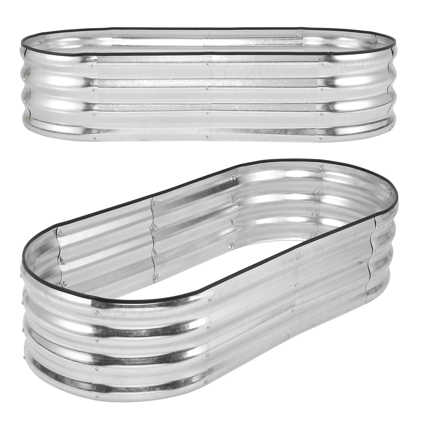 Garvee 4.5×2×1ft Silver Raised Garden Bed - Galvanized Metal, Anti-Rust, Open Base, Rubber Edge, Easy Assembly, Outdoor Use