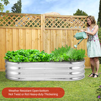 Garvee 4.5×2×1ft Silver Raised Garden Bed - Galvanized Metal, Anti-Rust, Open Base, Rubber Edge, Easy Assembly, Outdoor Use