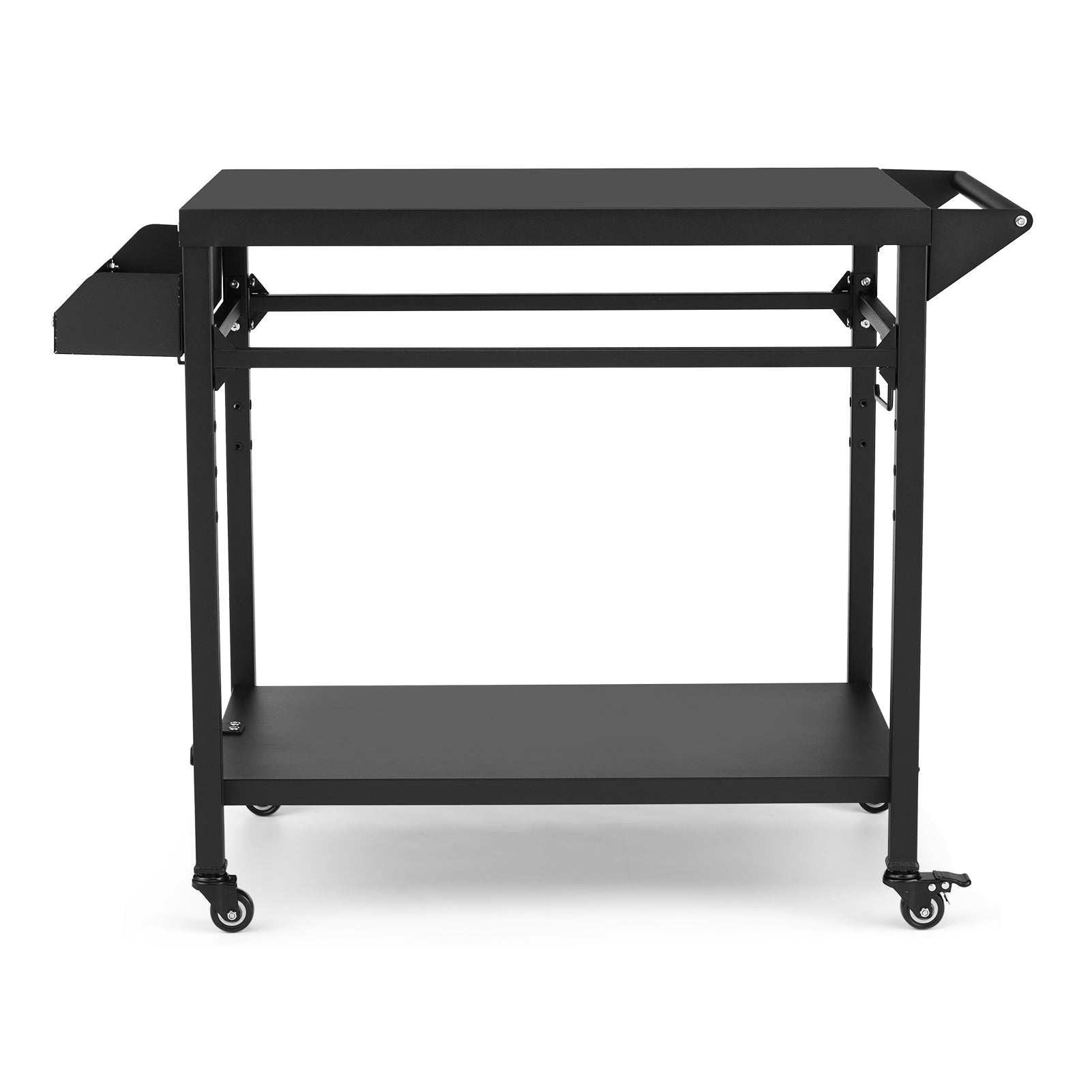 Garvee Outdoor Grill Cart, Pizza Oven Stand Table with Lockable Wheels for Outside Patio, Heavy Duty Movable Outdoor Cooking Prep Table BBQ Smoker Cart for Backyard, Camping and Parties, Black