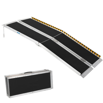Garvee 8FT Portable Aluminum Wheelchair Ramp for Steps with Non-Skid Surface, Reflective Strips, Foldable Design, 600 Lbs Capacity, Home and Travel Use