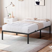 Garvee Twin Size Bed Frame with Steel Slat Support, 14 Inch Heavy Duty Metal Platform Bed Frame Twin Size, Easy Assembly, Ample Storage Space, Noise-Free Design, Black