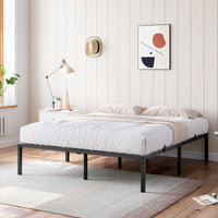 Garvee Full Size Bed Frame with Steel Slat Support, 14 Inch Heavy Duty Metal Platform Full Bed Frame, Easy Assembly, Ample Storage Space, Noise-Free Design, Black
